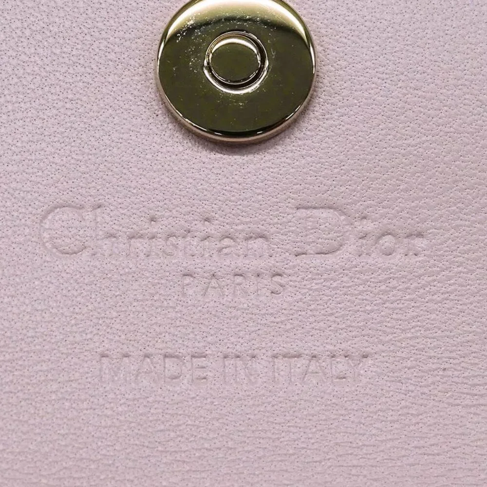 Dior Wallet Coin Case Cannage Leather Beige Small Compact Quilted